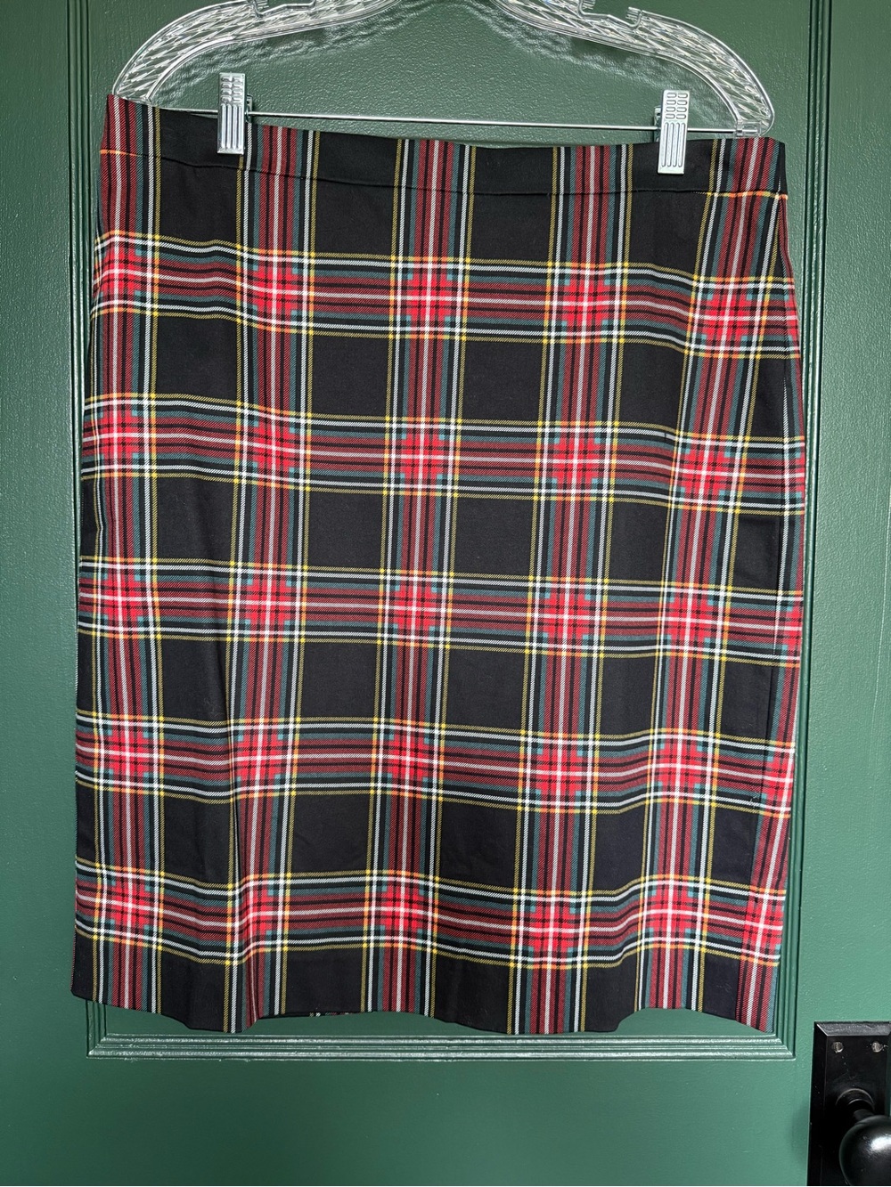 J.Crew Factory Tartan Cotton Sateen Pencil Skirt Red Black Plaid Size 12 NWT